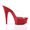 Pleaser - DELIGHT601 Mules with heel - Red/Transparent Product image